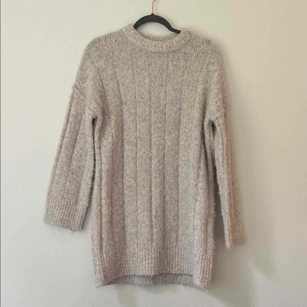 Topshop Cream Ribbed Crewneck Sweater